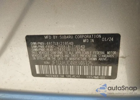 2024 Subaru Impreza Rs 5-Door z USA, uszkodzony, nr VIN JF1GUHJC4R8346325